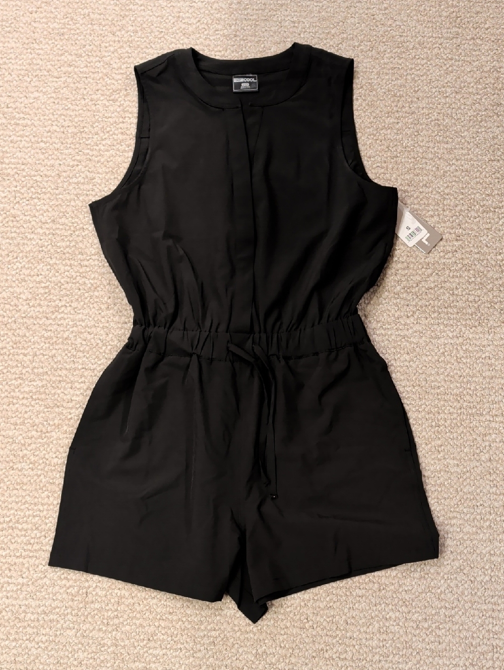 32 Degrees Black Sleeveless Drawstring Romper